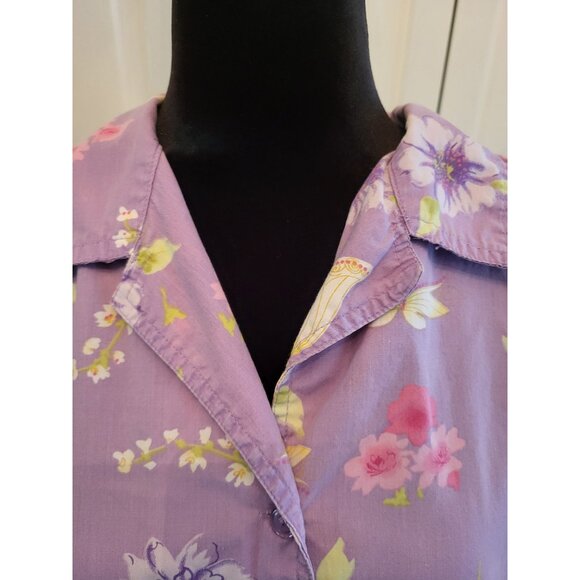 Vintage 90's/Y2k Purple Floral/Butterfly Print Button Up  22/24 Cottage Fairy - Picture 4 of 7